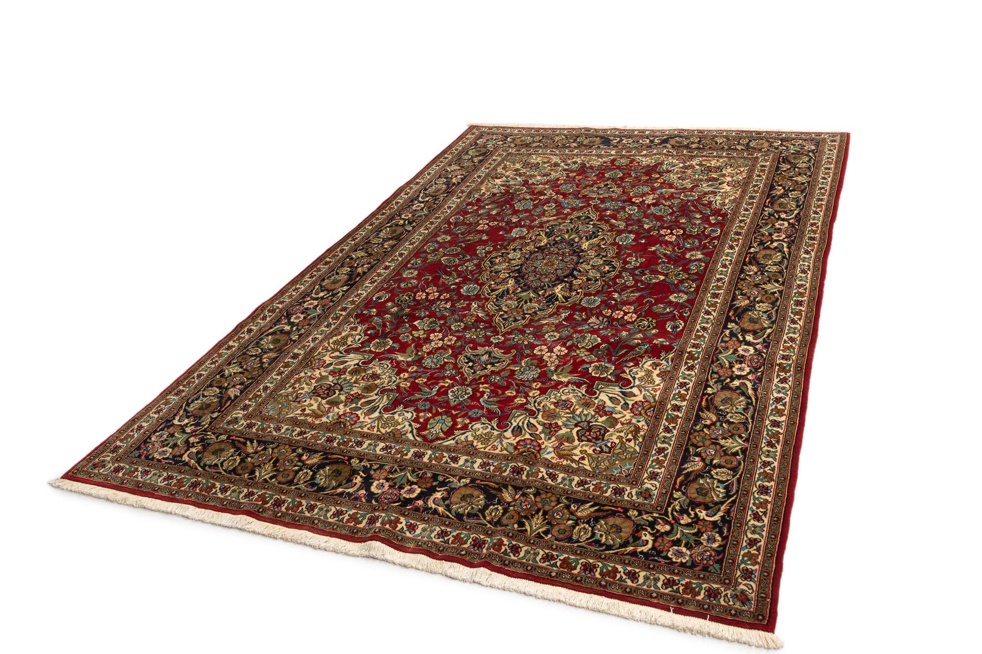 6' 7 x 10' 3 Hand Knotted Qom Persian Rug