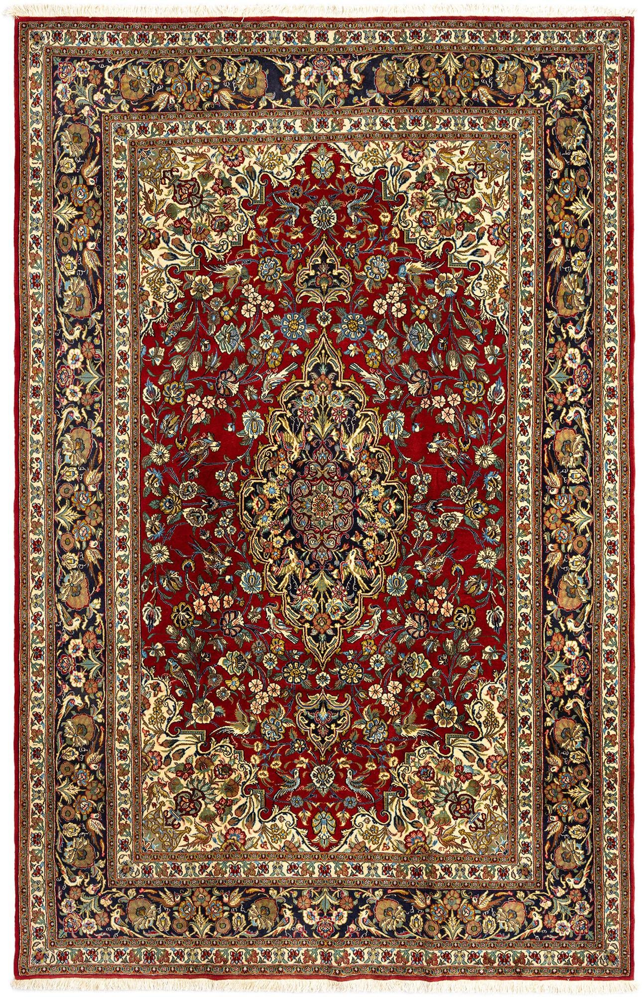 6' 7 x 10' 3 Hand Knotted Qom Persian Rug