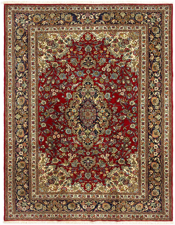 Detail image of 6' 7 x 10' 3 Hand Knotted Qom Persian Rug