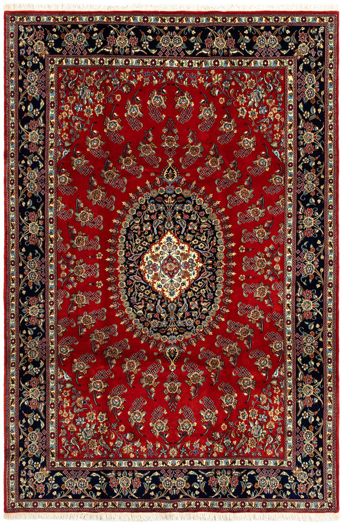 6' 8 x 9' 7 Hand Knotted Qom Persian Rug