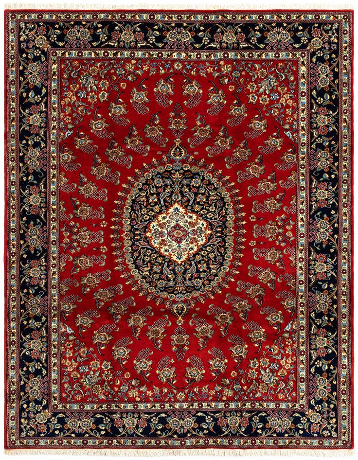 Detail image of 6' 8 x 9' 7 Hand Knotted Qom Persian Rug