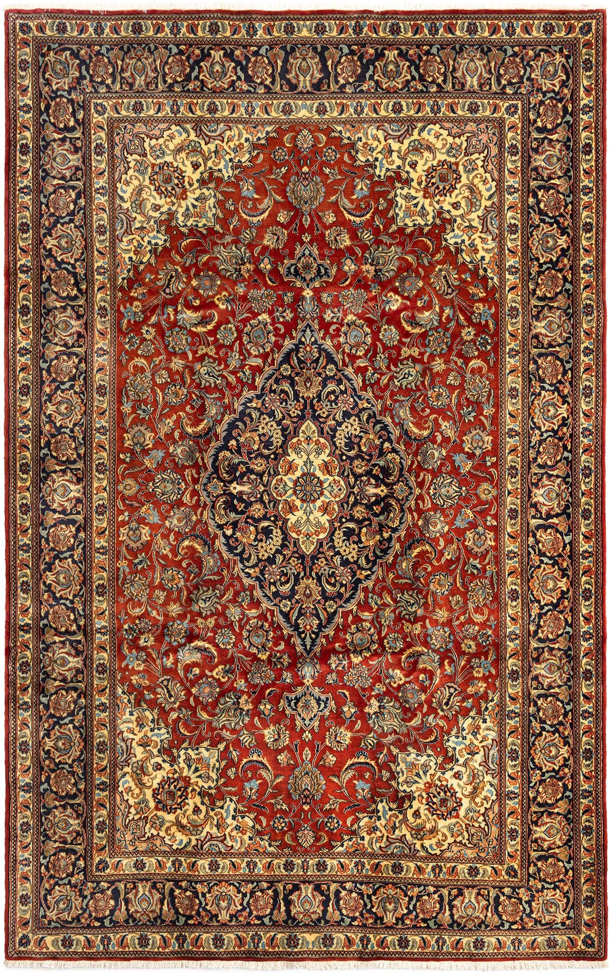 6' 7 x 10' 6 Hand Knotted Qom Persian Rug