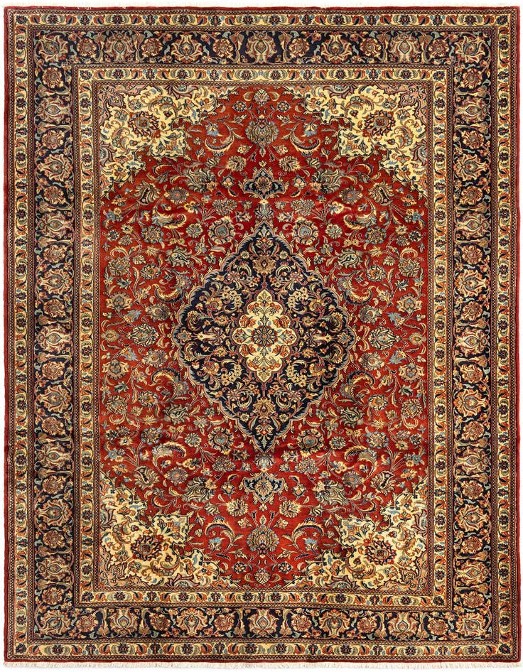 Detail image of 6' 7 x 10' 6 Hand Knotted Qom Persian Rug