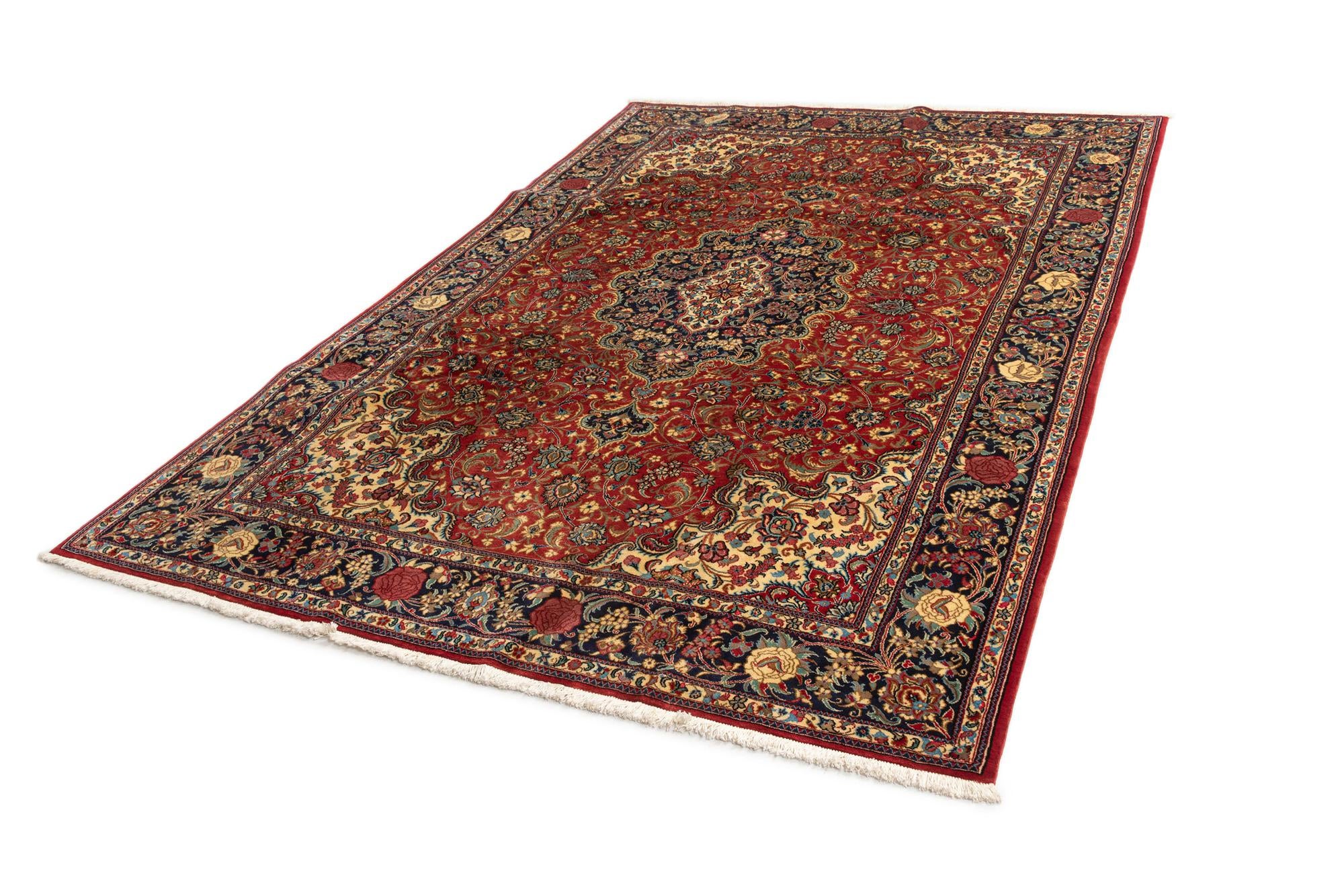 6' 7 x 9' 9 Hand Knotted Qom Persian Rug