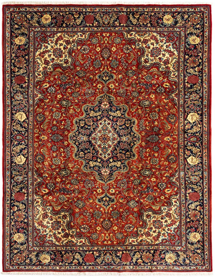 Detail image of 6' 7 x 9' 9 Hand Knotted Qom Persian Rug