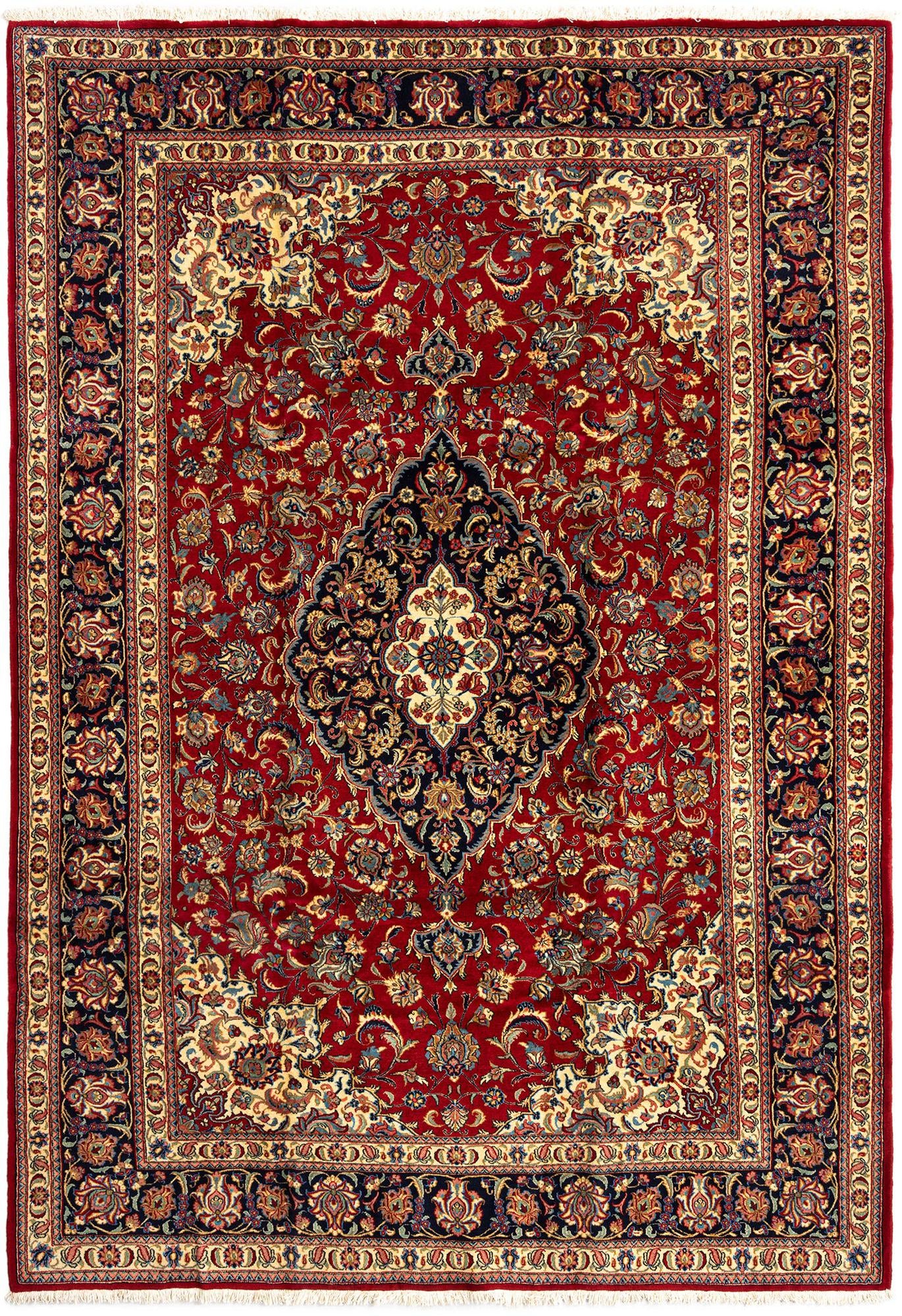 6' 8 x 9' 10 Hand Knotted Qom Persian Rug