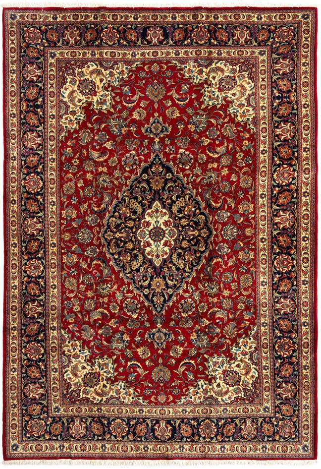 Detail image of 6' 8 x 9' 10 Hand Knotted Qom Persian Rug