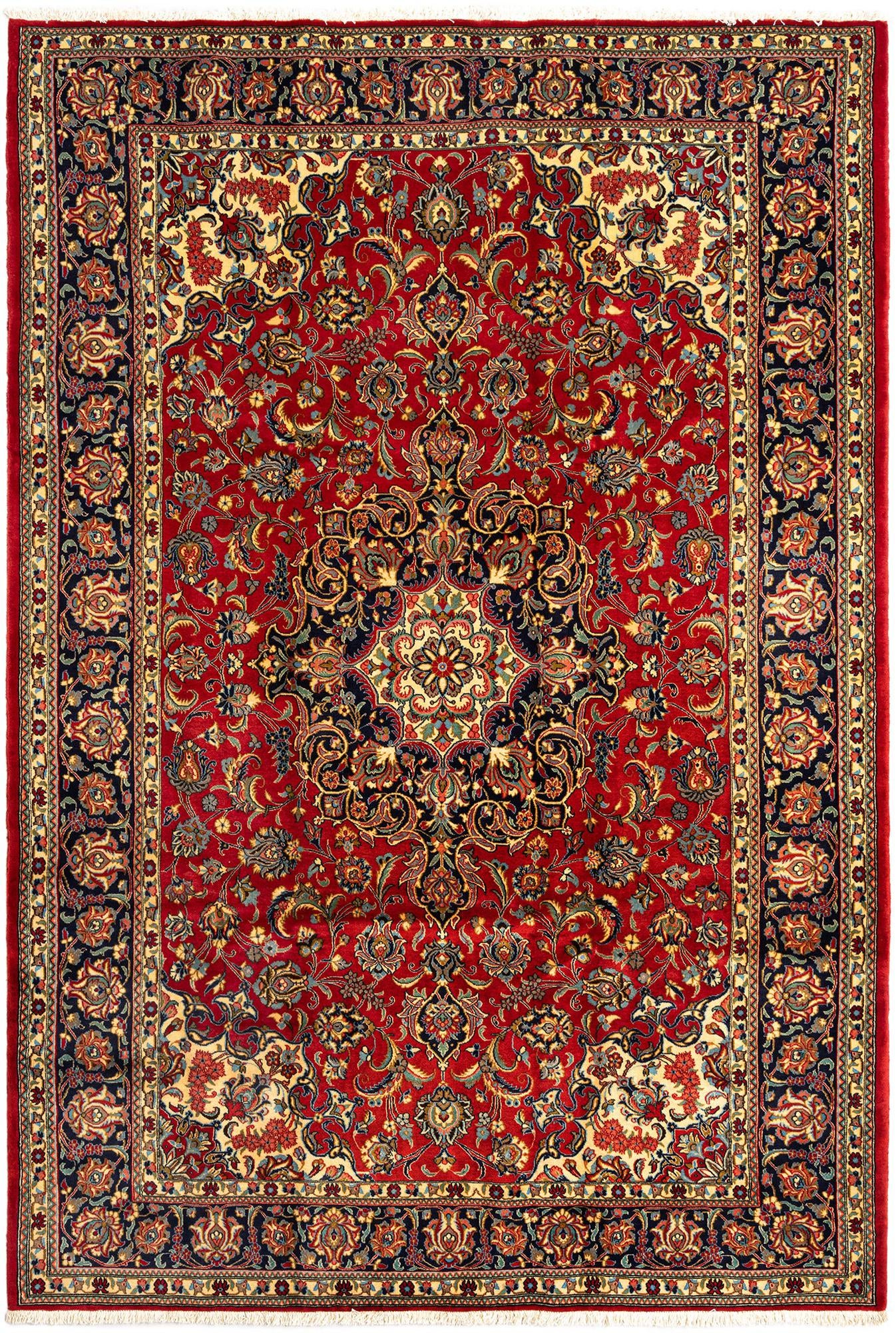 6' 6 x 9' 7 Hand Knotted Qom Persian Rug