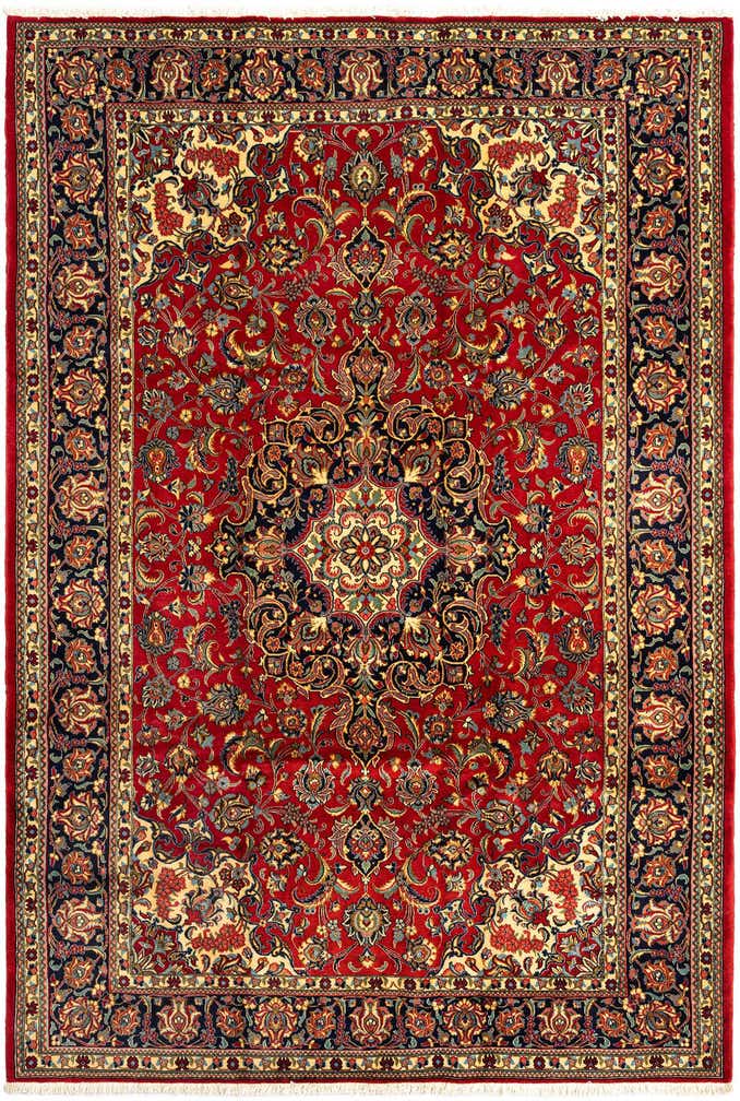 6' 6 x 9' 7 Hand Knotted Qom Persian Rug
