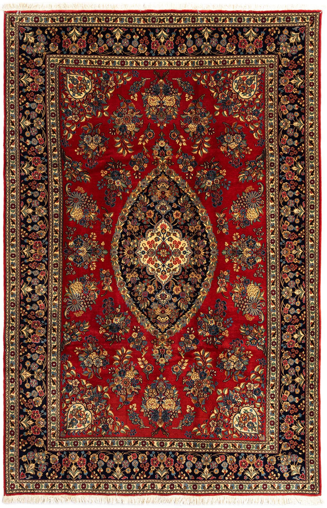 6' 6 x 10' 1 Hand Knotted Qom Persian Rug