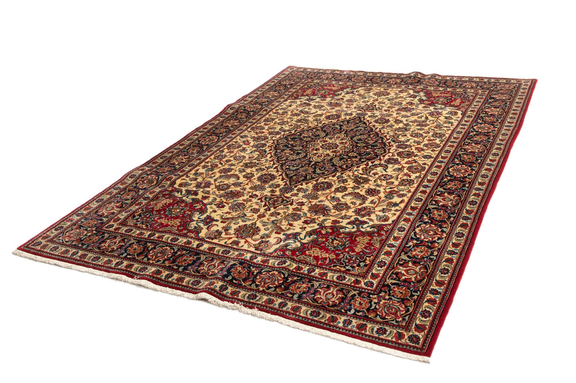 6' 9 x 9' 8 Hand Knotted Qom Persian Rug
