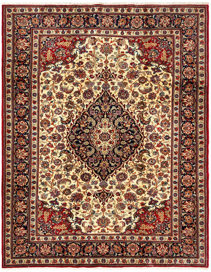 Detail image of 6' 9 x 9' 8 Hand Knotted Qom Persian Rug