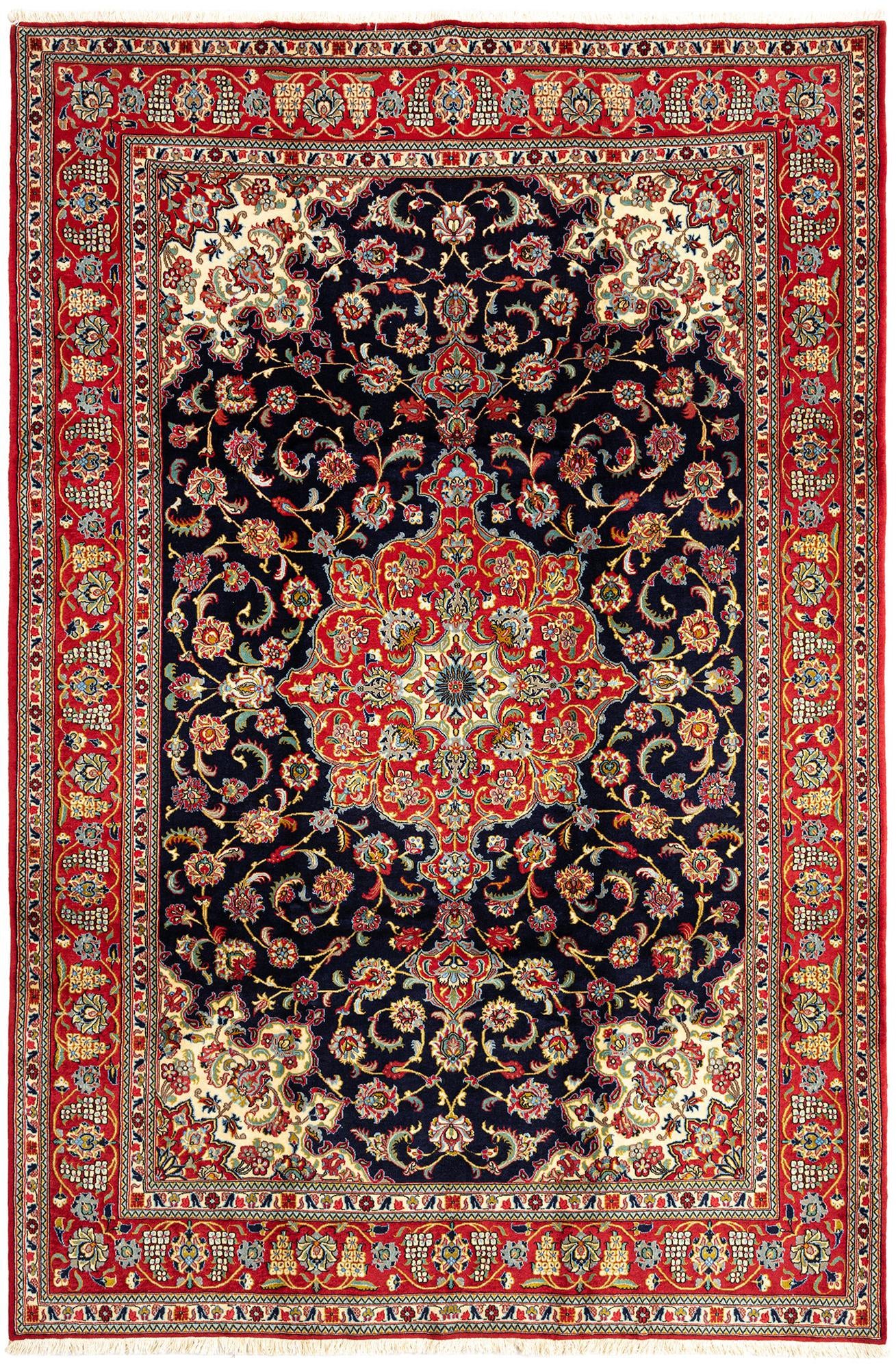 6' 9 x 10' Hand Knotted Qom Persian Rug