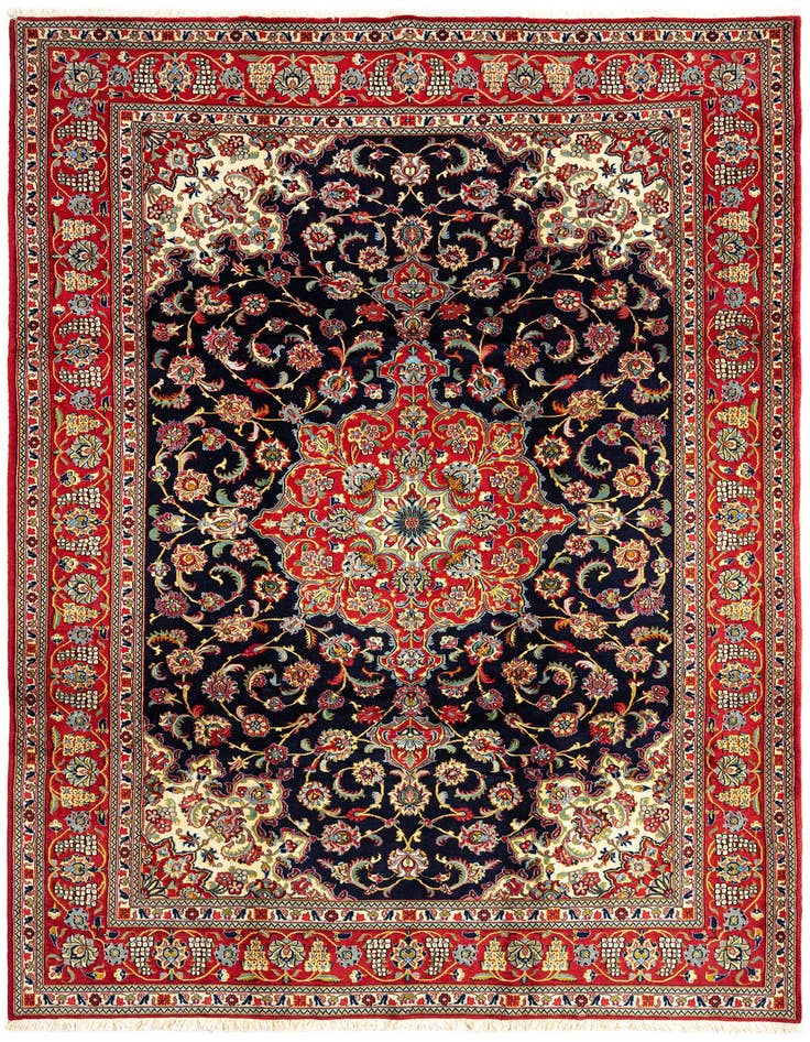 Detail image of 6' 9 x 10' Hand Knotted Qom Persian Rug