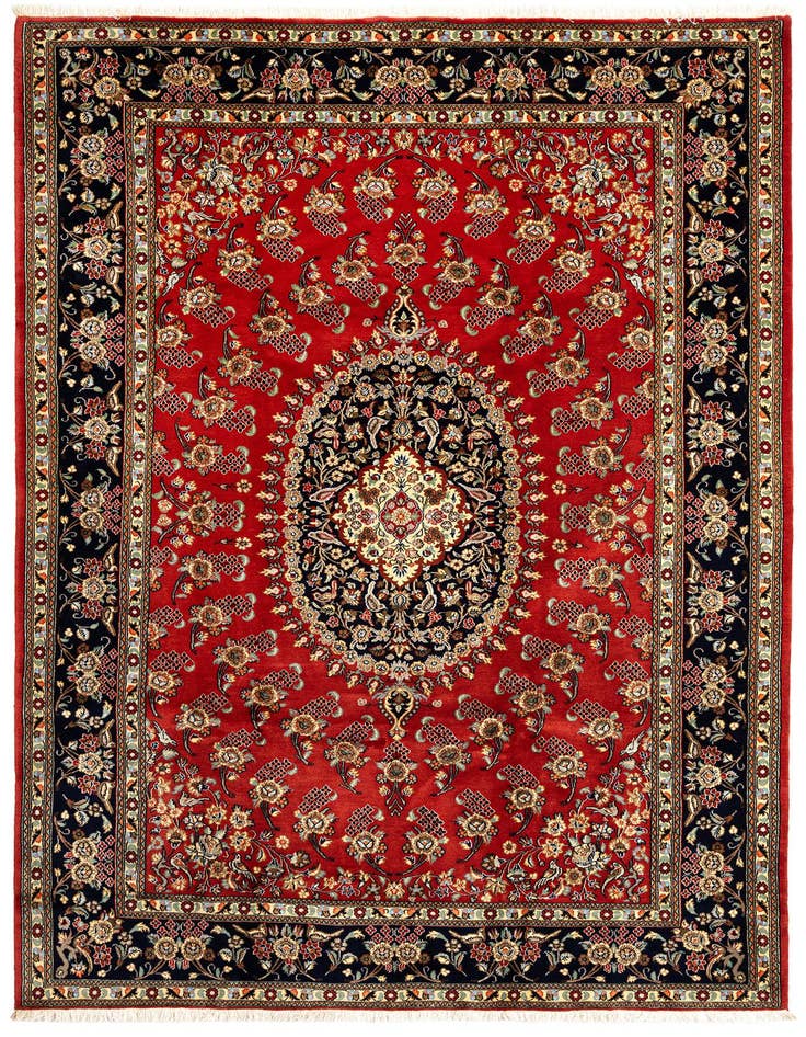 Detail image of 6' 8 x 9' 9 Hand Knotted Qom Persian Rug