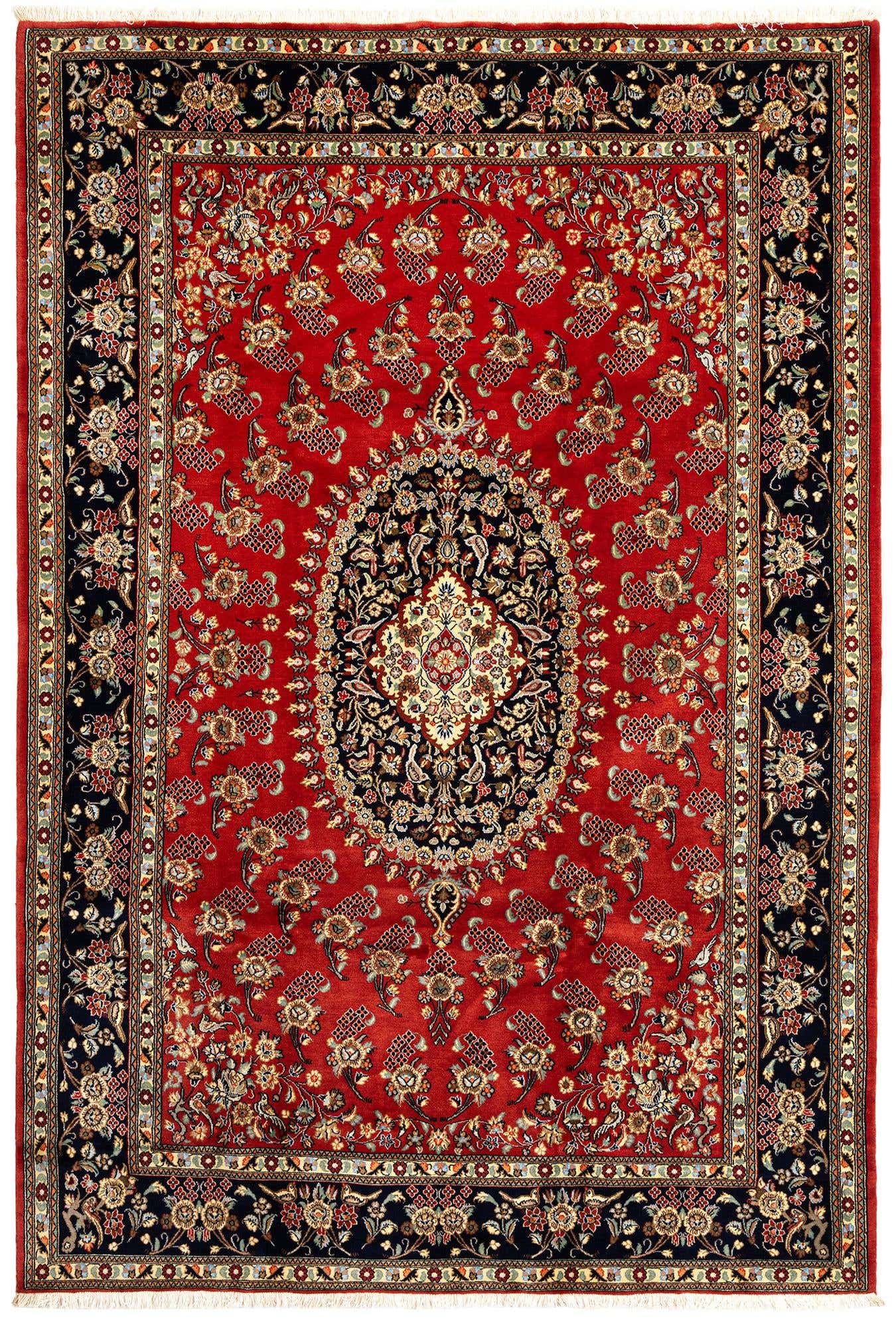 6' 8 x 9' 9 Hand Knotted Qom Persian Rug