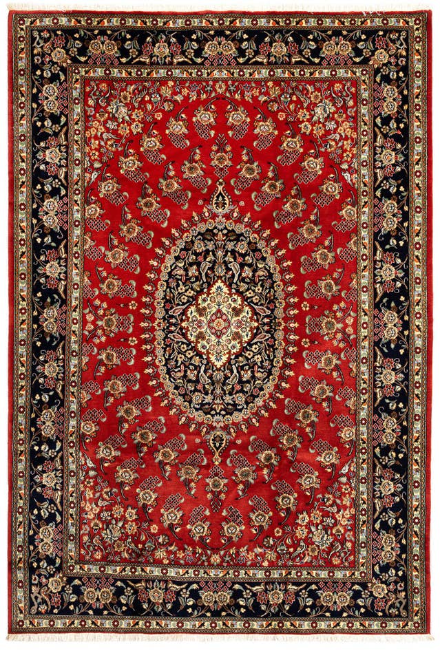 Detail image of 6' 8 x 9' 9 Hand Knotted Qom Persian Rug