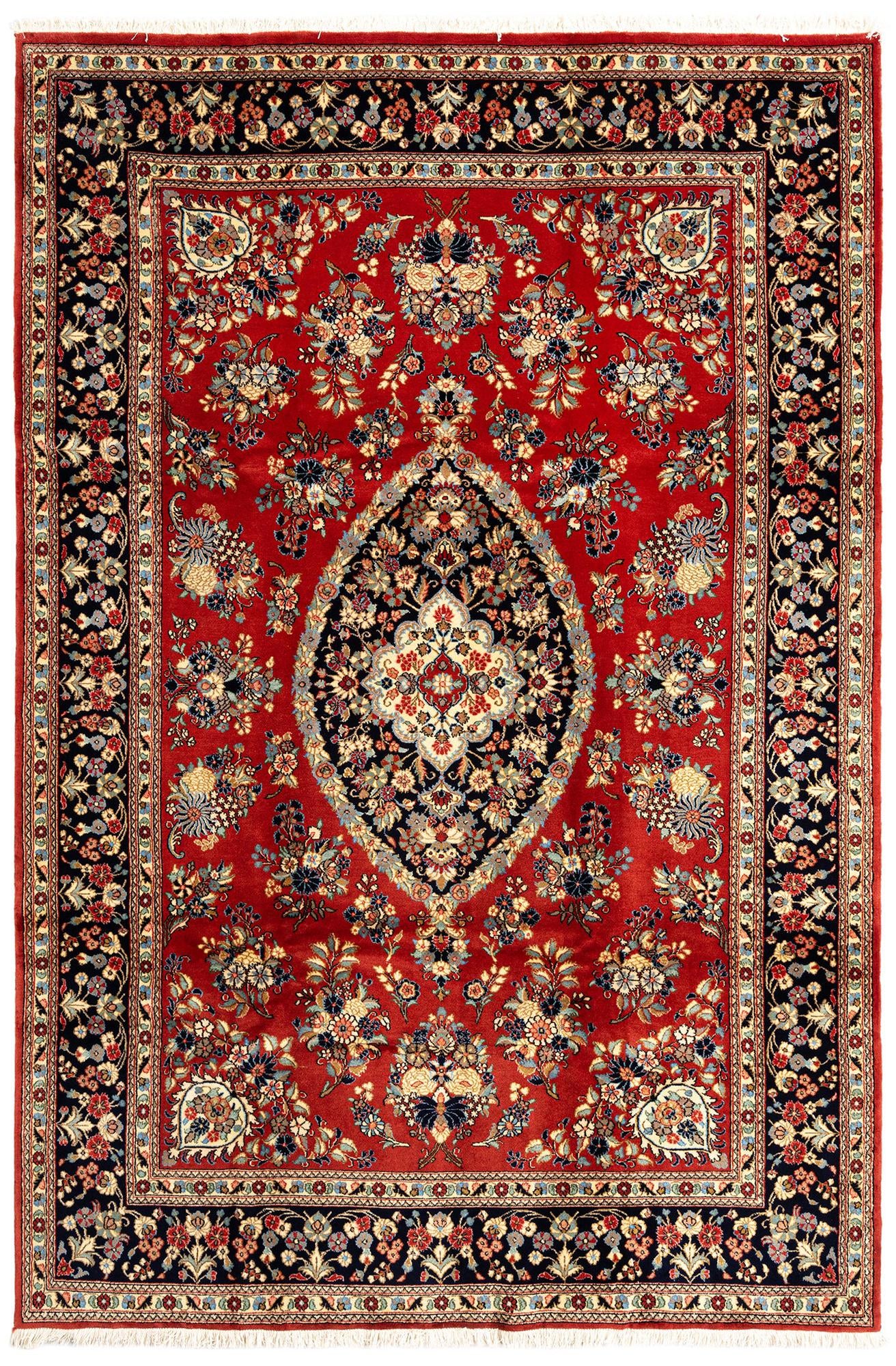 6' 6 x 9' 7 Hand Knotted Qom Persian Rug