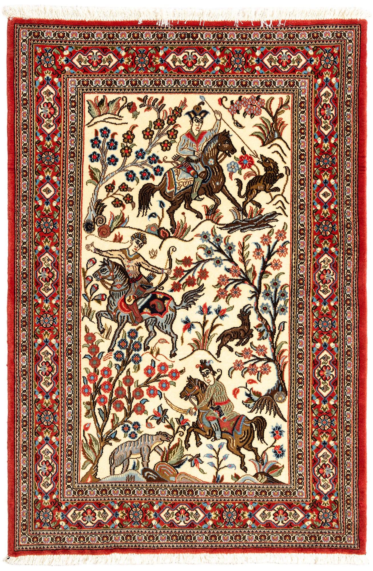 3' 5 x 5' Hand Knotted Qom Persian Rug