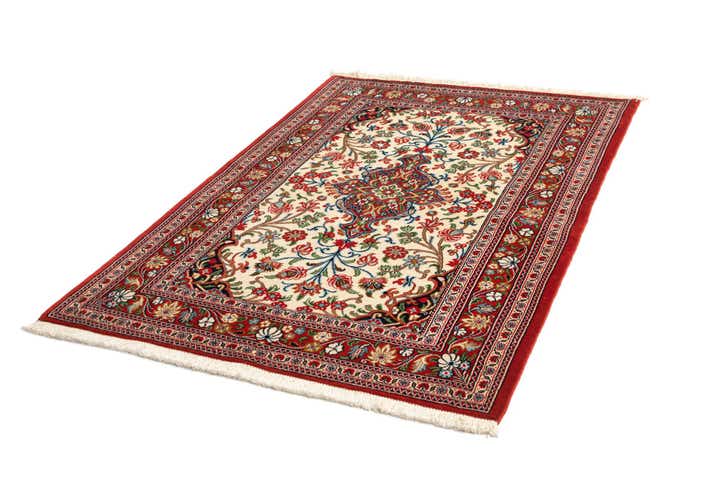 3' 4 x 4' 10 Hand Knotted Qom Persian Rug