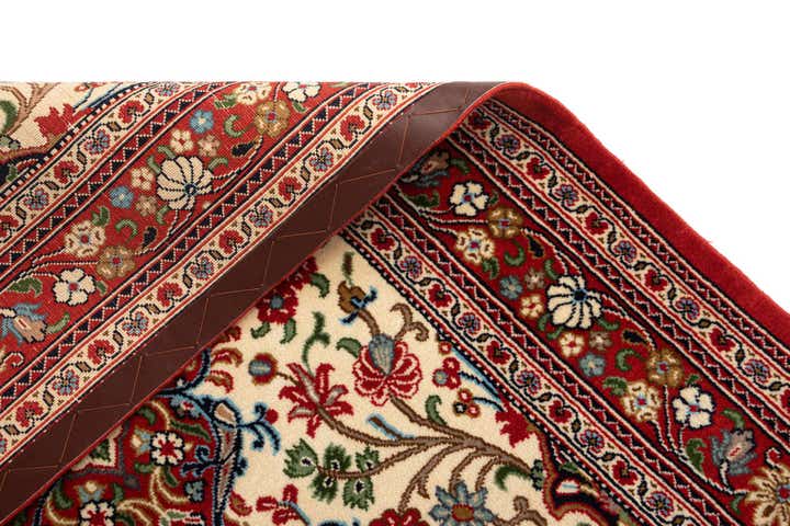 3' 4 x 4' 10 Hand Knotted Qom Persian Rug