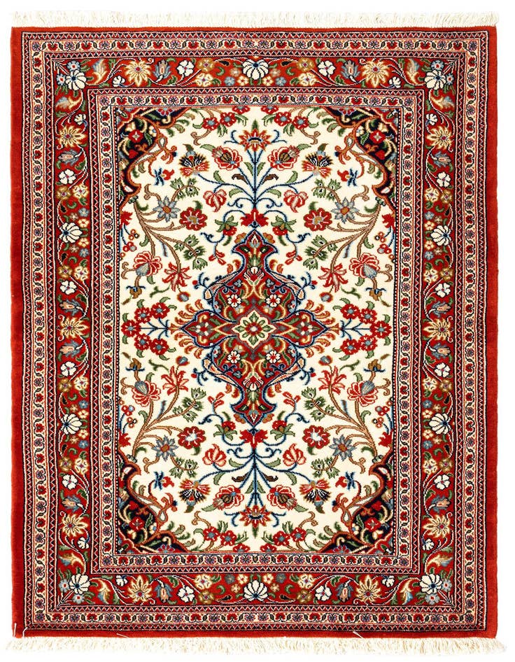 Detail image of 3' 4 x 4' 10 Hand Knotted Qom Persian Rug