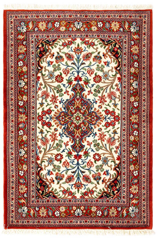 Detail image of 3' 4 x 4' 10 Hand Knotted Qom Persian Rug