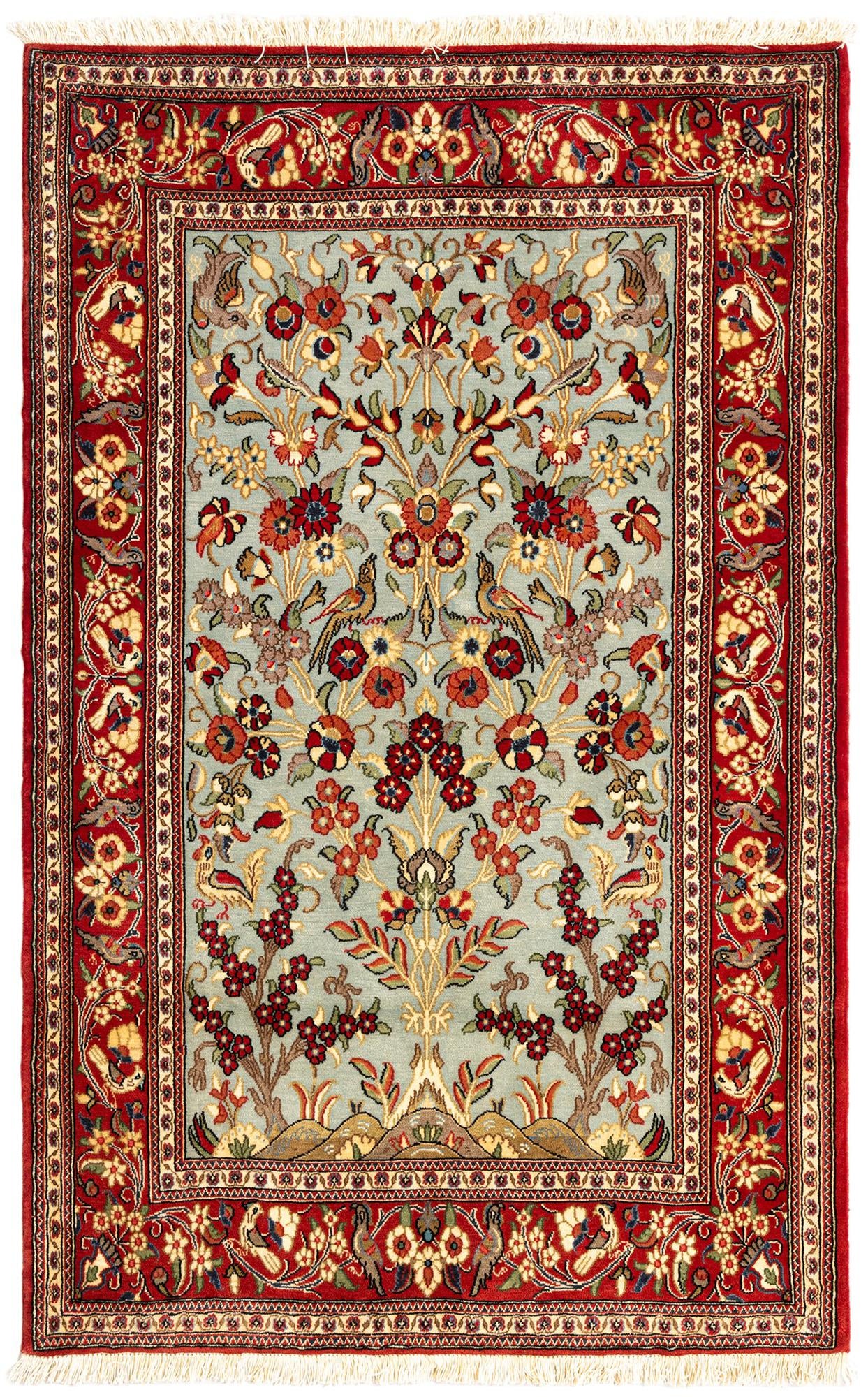 3' 5 x 5' 4 Hand Knotted Qom Persian Rug