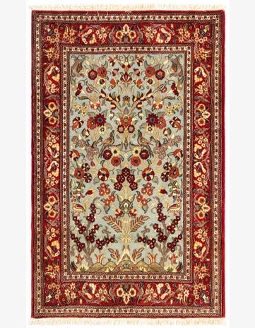 3' 5 x 5' 4 Hand Knotted Qom Persian Rug