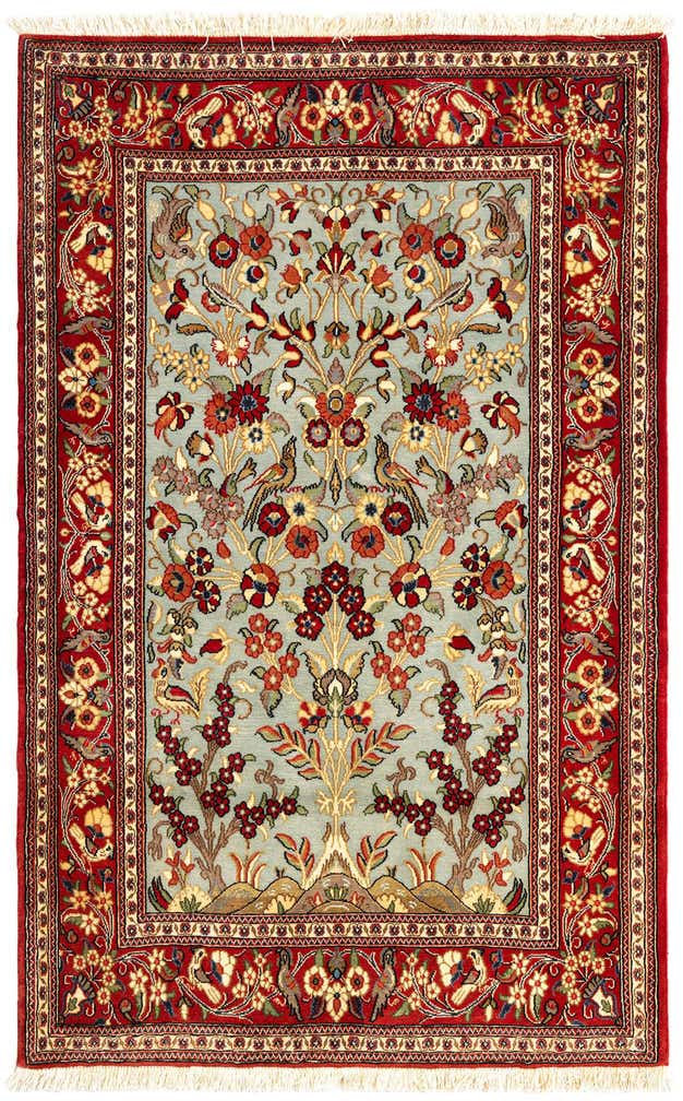 3' 5 x 5' 4 Hand Knotted Qom Persian Rug
