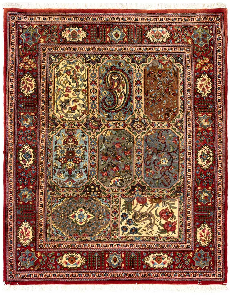 Detail image of 3' 7 x 5' 1 Hand Knotted Qom Persian Rug