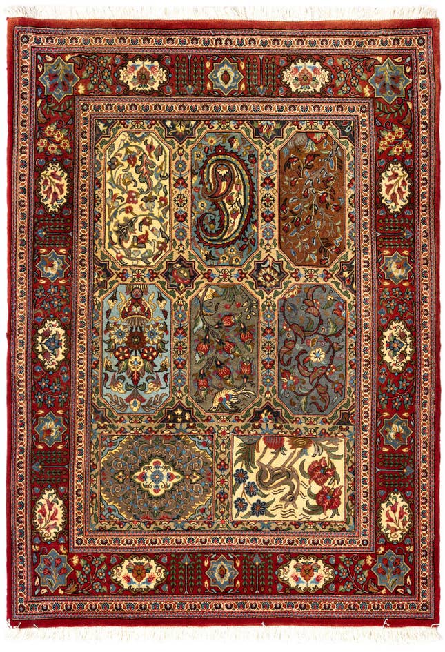 Detail image of 3' 7 x 5' 1 Hand Knotted Qom Persian Rug