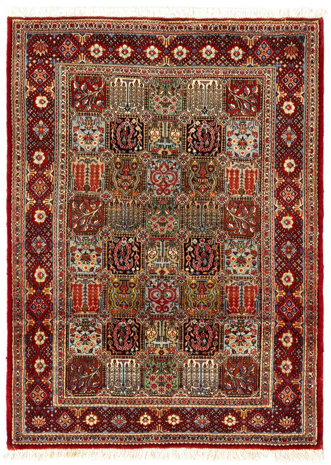 Detail image of 3' 6 x 4' 9 Hand Knotted Qom Persian Rug