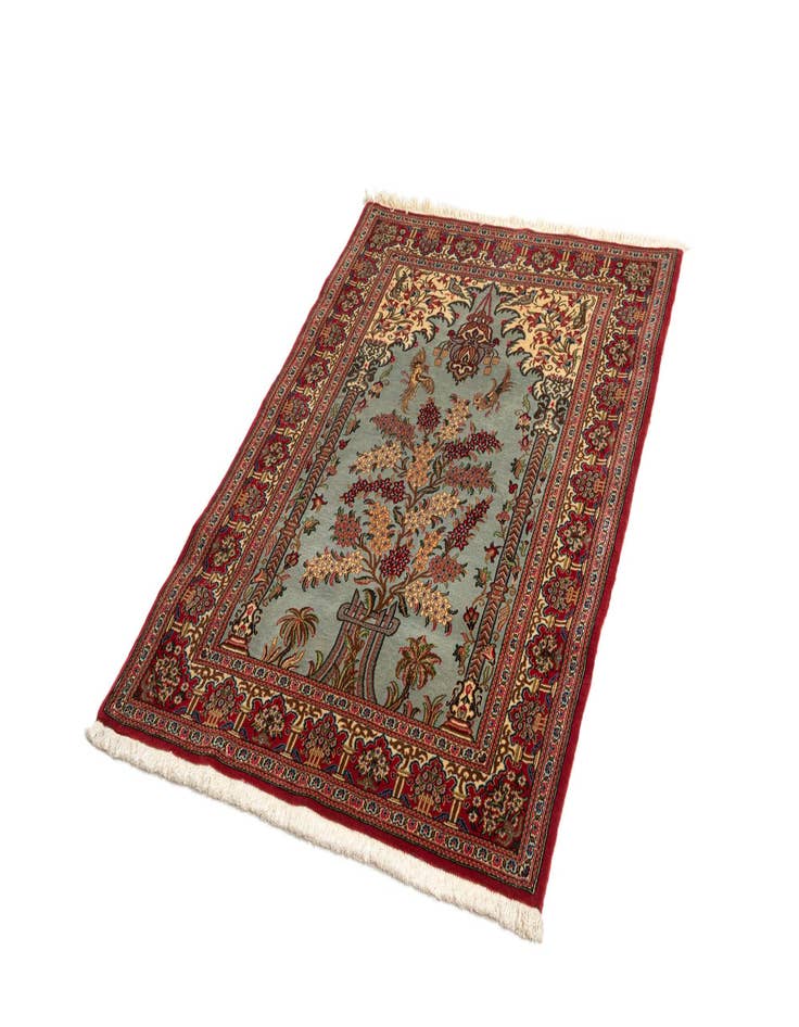 Detail image of 3' 6 x 5'  Hand Knotted Qom Persian Rug