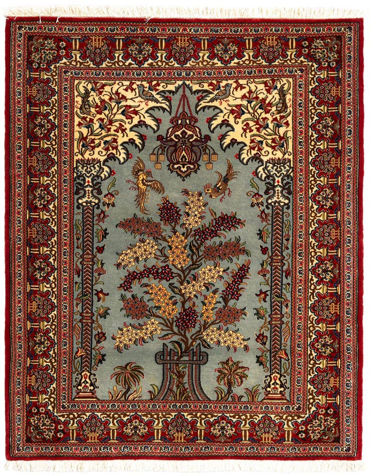 Detail image of 3' 6 x 5' Hand Knotted Qom Persian Rug