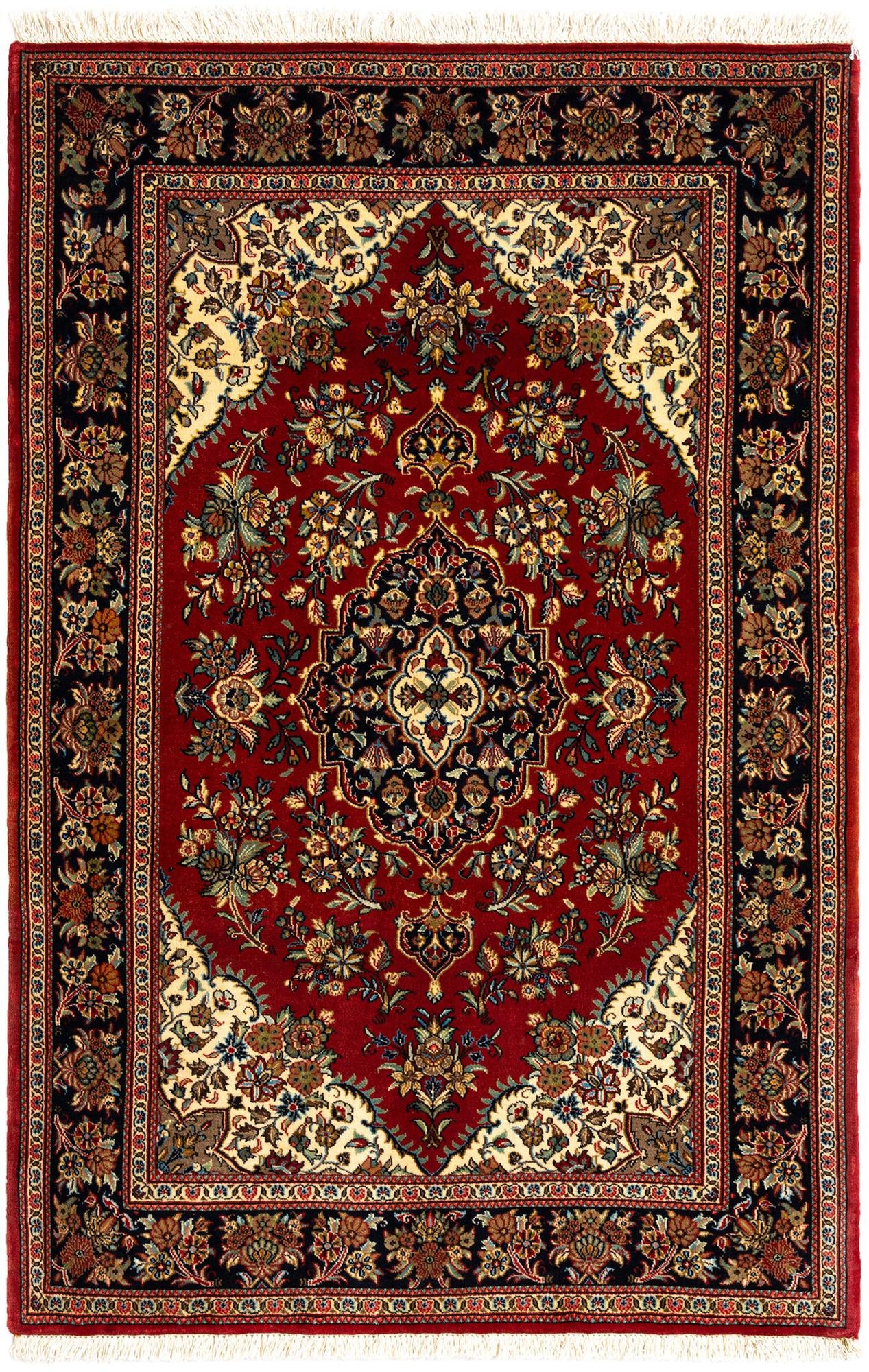 3' 6 x 5' 3 Hand Knotted Qom Persian Rug