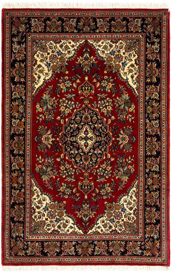 Detail image of 3' 6 x 5' 3 Hand Knotted Qom Persian Rug