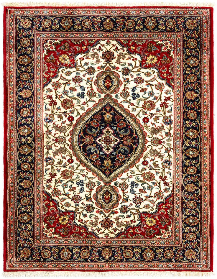 Detail image of 4' 8 x 6' 11 Hand Knotted Qom Persian Rug