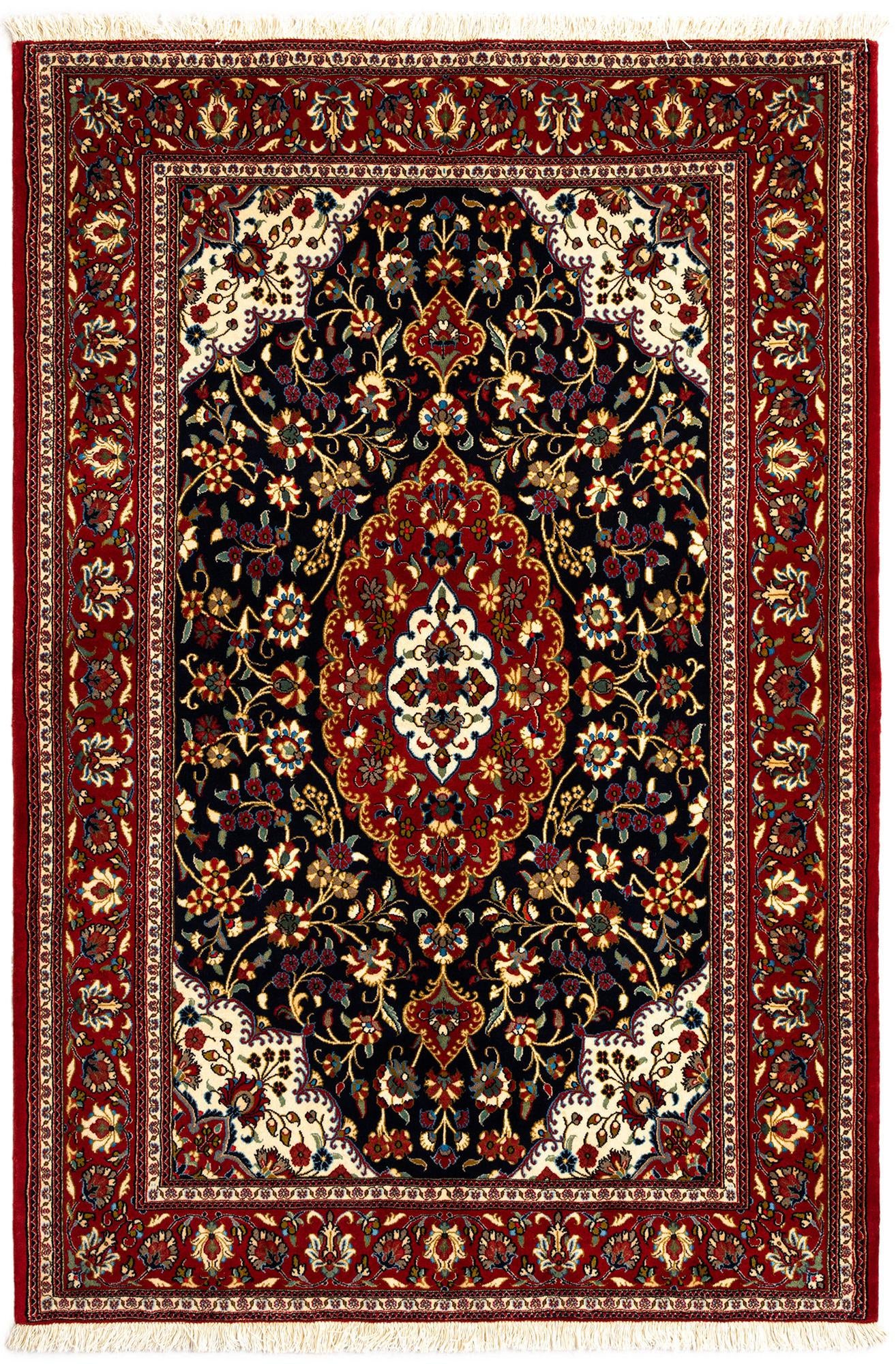 4' 9 x 7' 1 Hand Knotted Qom Persian Rug