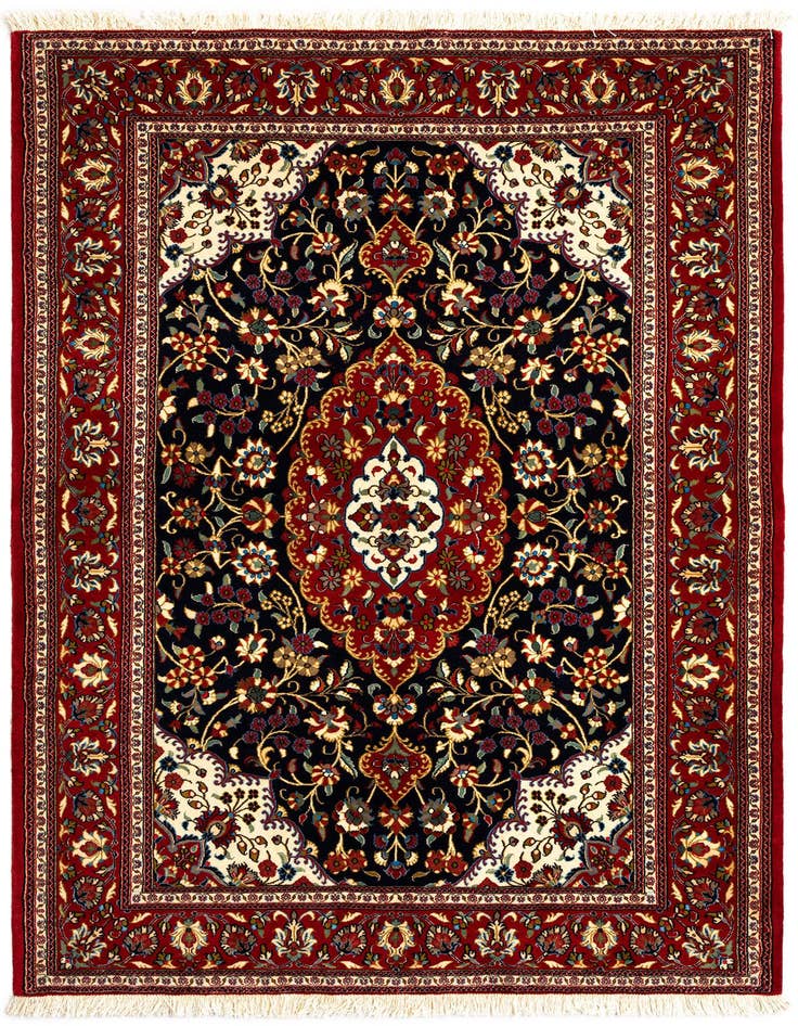 Detail image of 4' 9 x 7' 1 Hand Knotted Qom Persian Rug