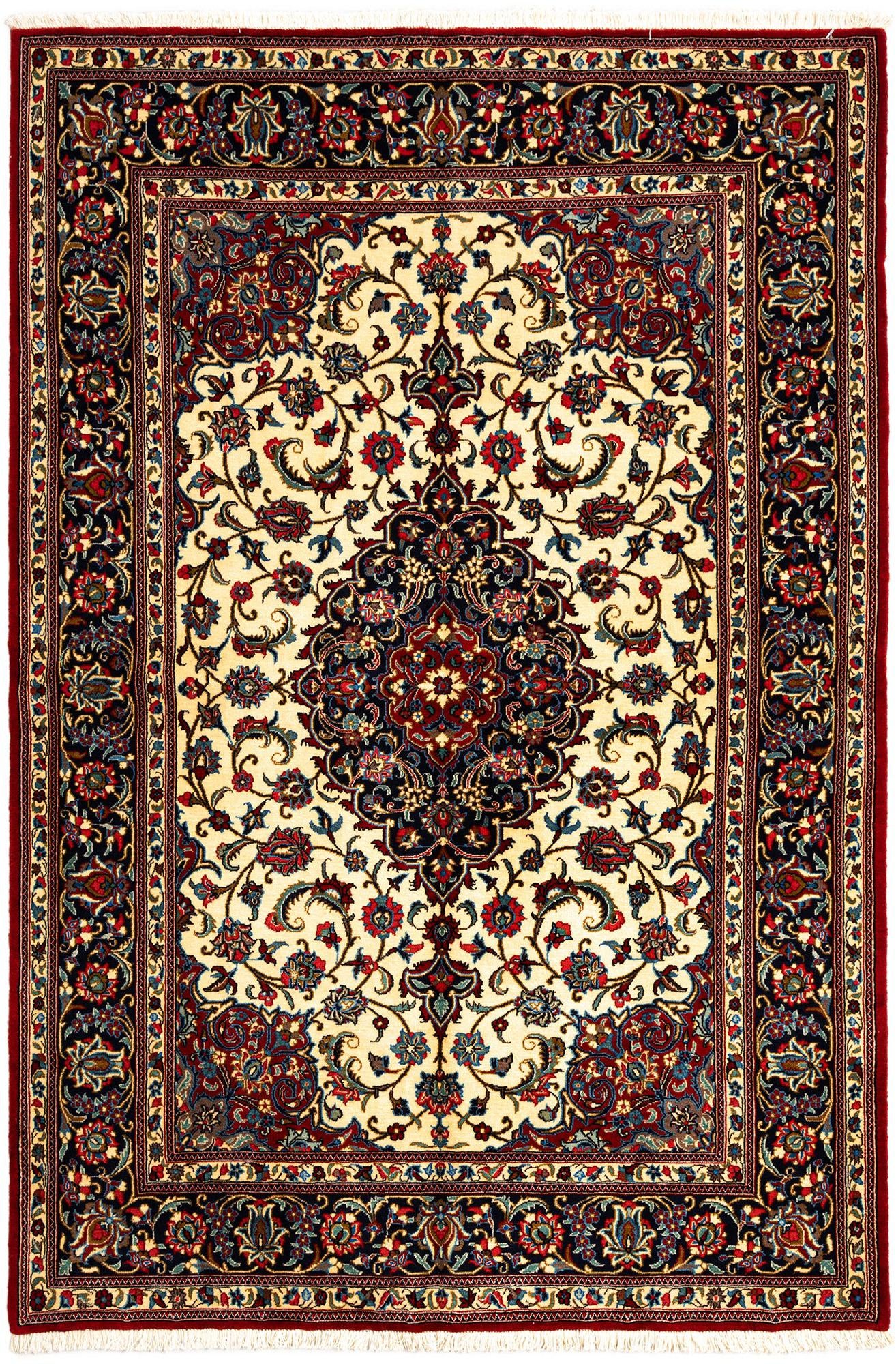 4' 8 x 6' 11 Hand Knotted Qom Persian Rug