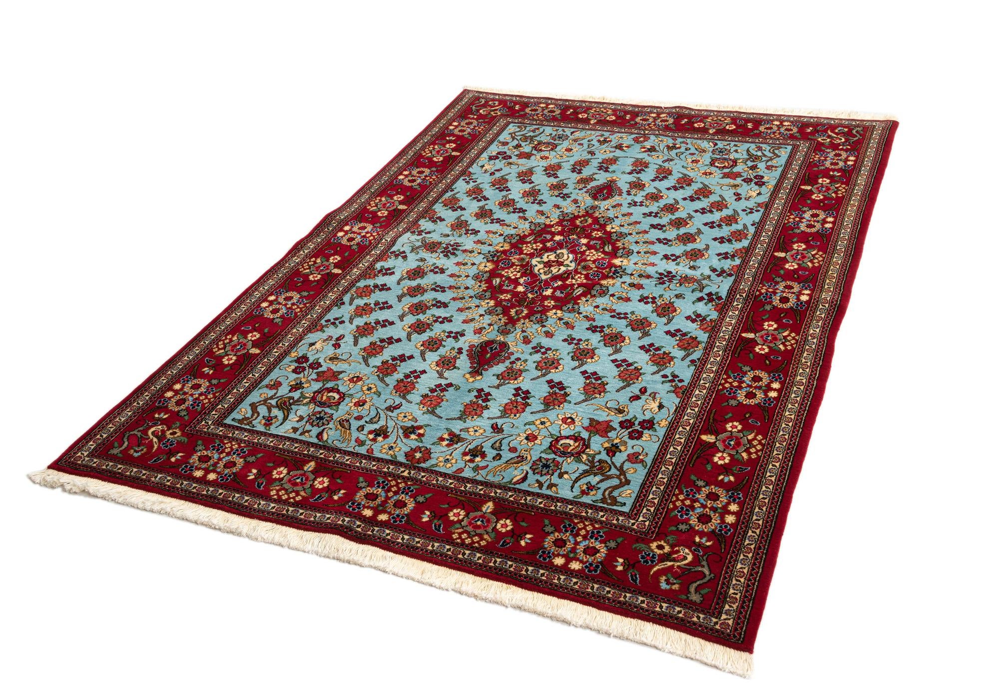4' 8 x 6' 8 Hand Knotted Qom Persian Rug
