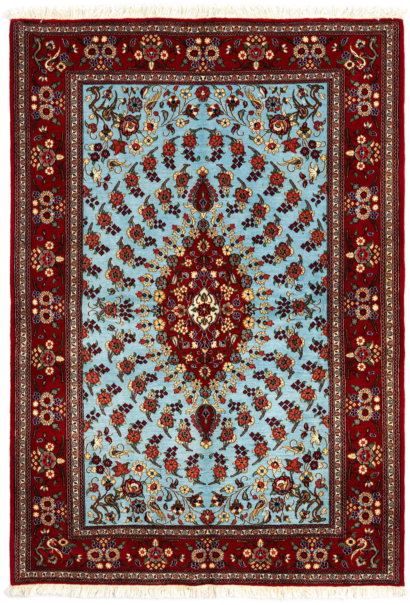 4' 8 x 6' 8 Hand Knotted Qom Persian Rug