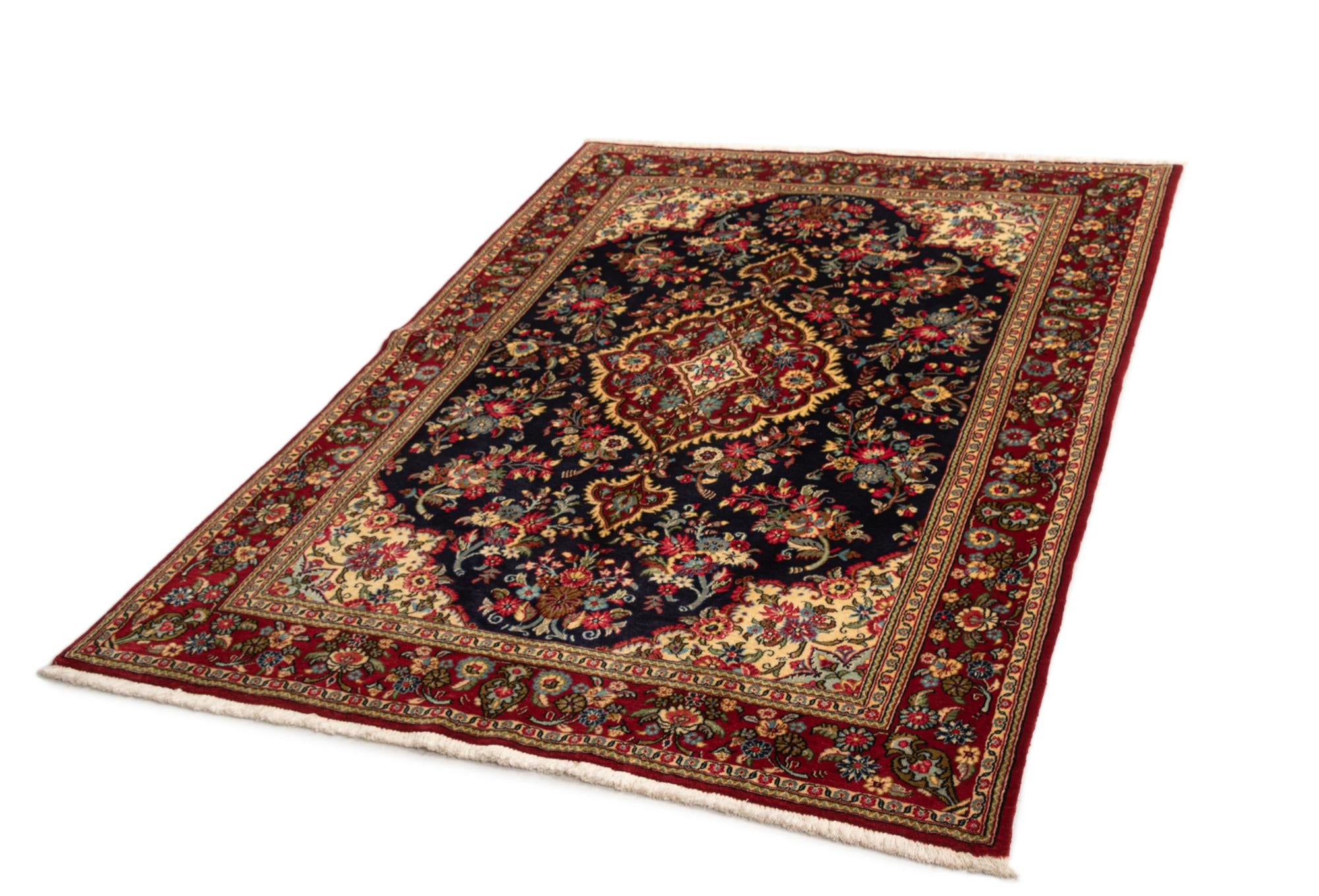 4' 8 x 6' 6 Hand Knotted Qom Persian Rug