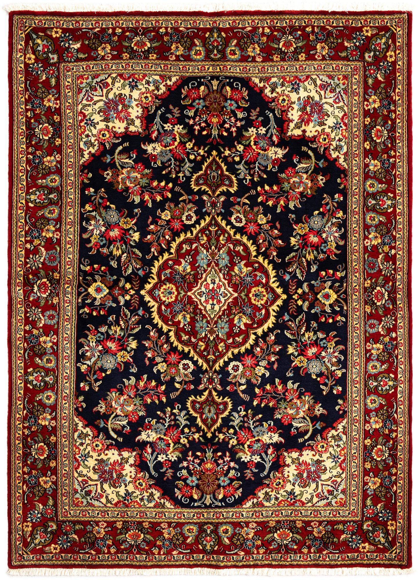 4' 8 x 6' 6 Hand Knotted Qom Persian Rug