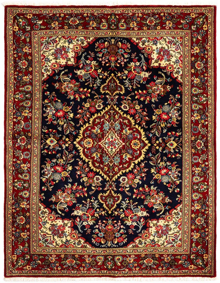 Detail image of 4' 8 x 6' 6 Hand Knotted Qom Persian Rug