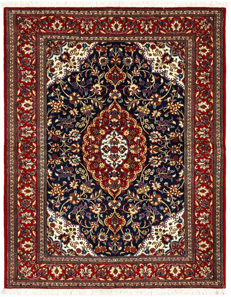 Detail image of 4' 8 x 6' 10 Hand Knotted Qom Persian Rug