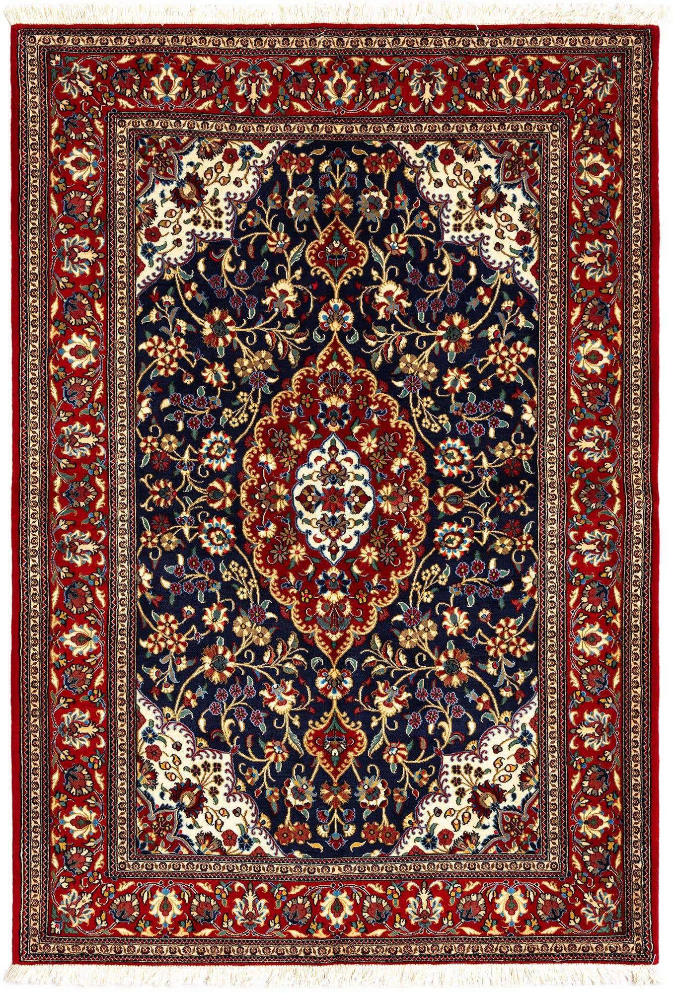 4' 8 x 6' 10 Hand Knotted Qom Persian Rug