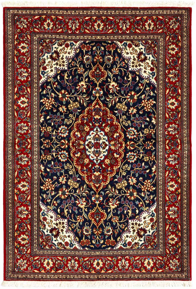 4' 8 x 6' 10 Hand Knotted Qom Persian Rug