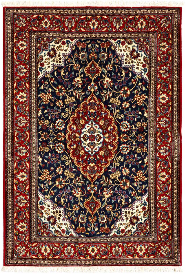 Detail image of 4' 8 x 6' 10 Hand Knotted Qom Persian Rug